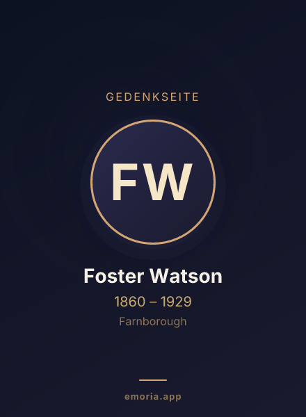 Gedenkportrait von Foster Watson