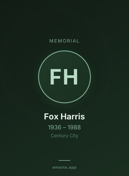 Memorial portrait of Fox Harris