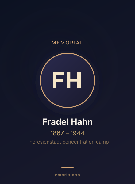 Memorial portrait of Fradel Hahn