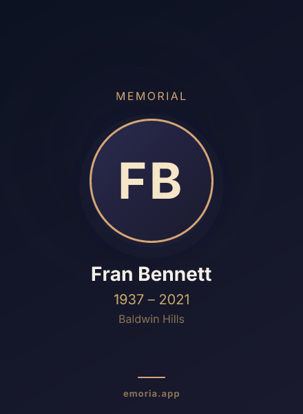Memorial portrait of Fran Bennett