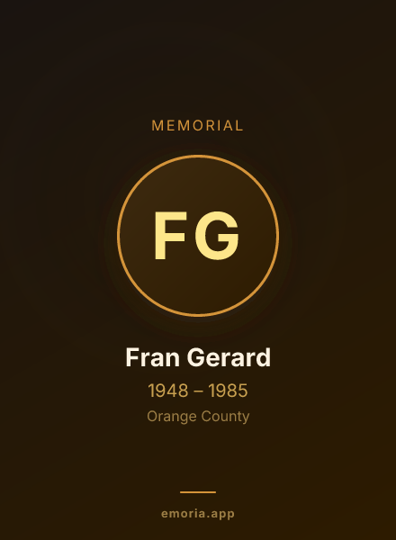 Memorial portrait of Fran Gerard