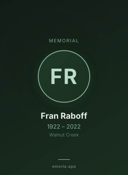 Memorial portrait of Fran Raboff