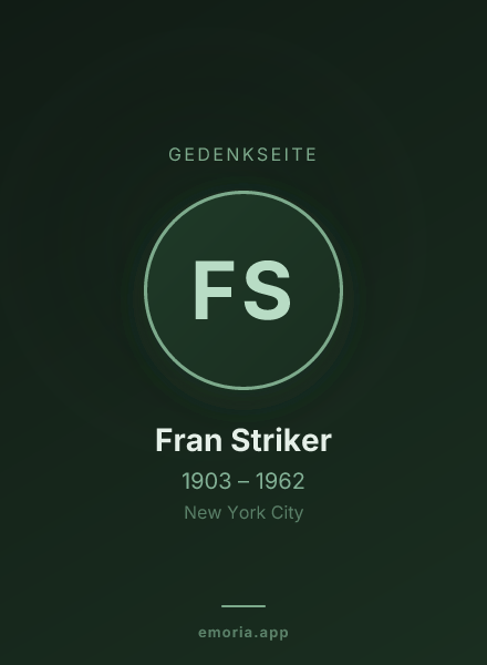 Gedenkportrait von Fran Striker