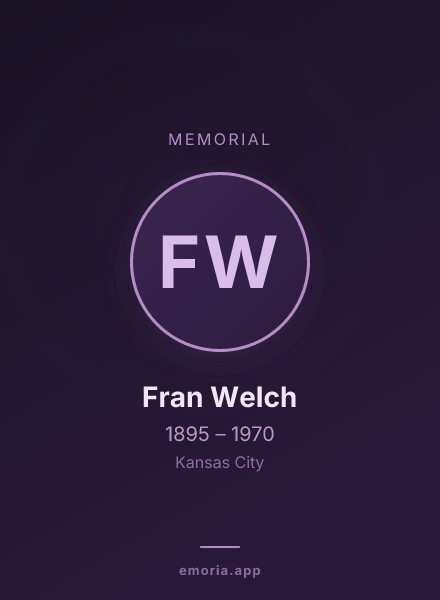 Memorial portrait of Fran Welch