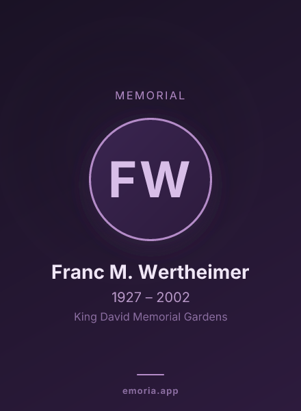 Memorial portrait of Franc M. Wertheimer