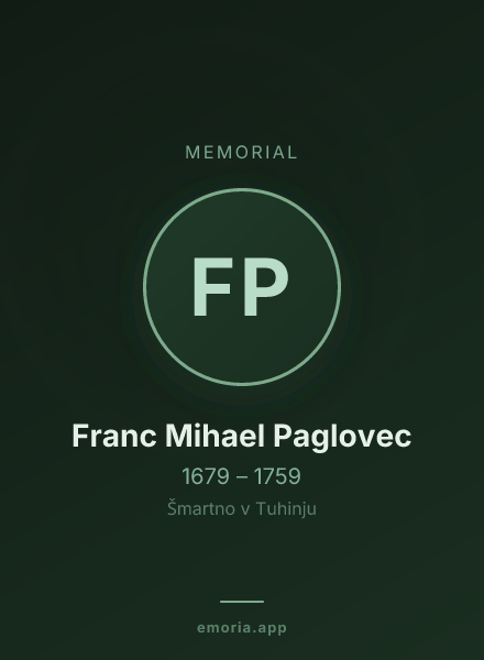 Memorial portrait of Franc Mihael Paglovec