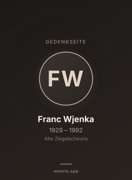 Gedenkportrait von Franc Wjenka