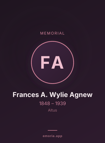 Memorial portrait of Frances A. Wylie Agnew
