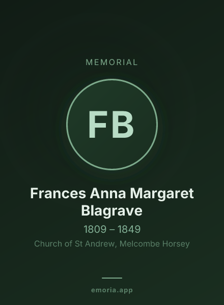 Memorial portrait of Frances Anna Margaret Blagrave