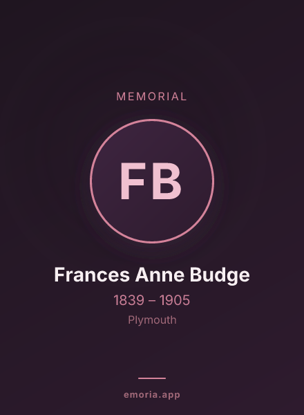 Memorial portrait of Frances Anne Budge