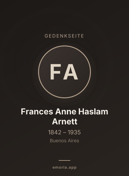 Gedenkportrait von Frances Anne Haslam Arnett