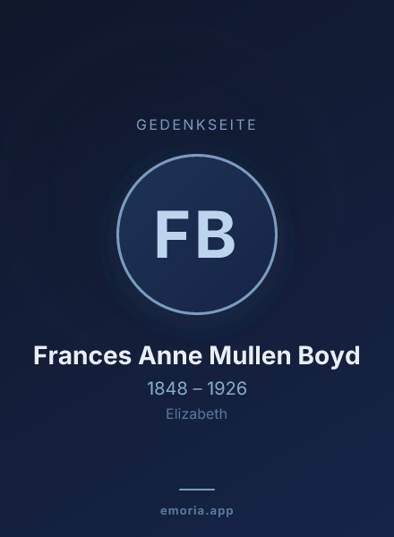 Gedenkportrait von Frances Anne Mullen Boyd