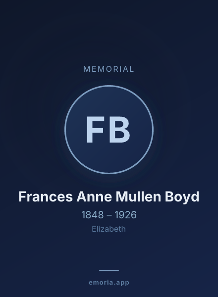 Memorial portrait of Frances Anne Mullen Boyd