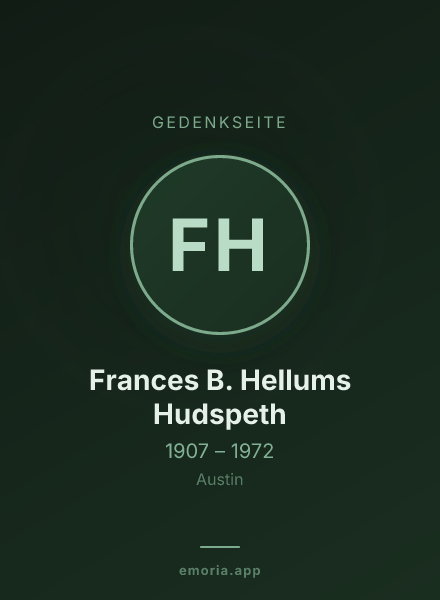 Gedenkportrait von Frances B. Hellums Hudspeth