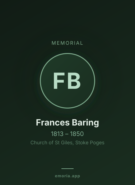 Memorial portrait of Frances Baring