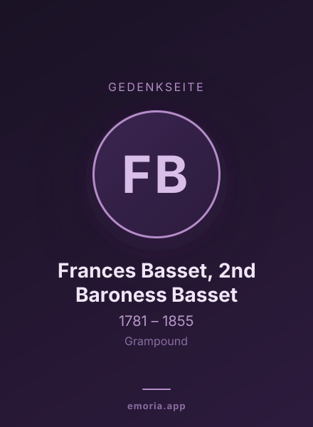 Gedenkportrait von Frances Basset, 2nd Baroness Basset