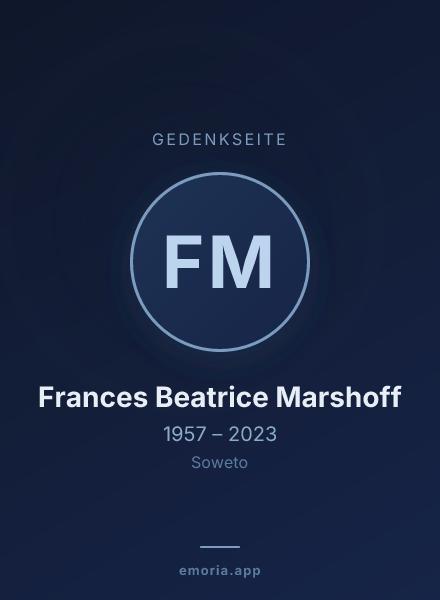 Gedenkportrait von Frances Beatrice Marshoff