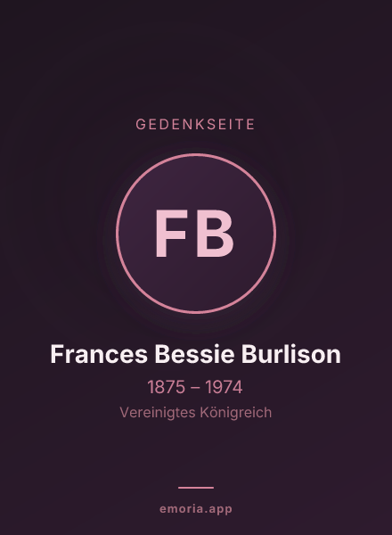 Gedenkportrait von Frances Bessie Burlison