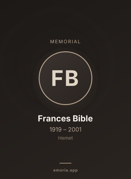 Memorial portrait of Frances Bible