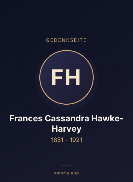 Gedenkportrait von Frances Cassandra Hawke-Harvey