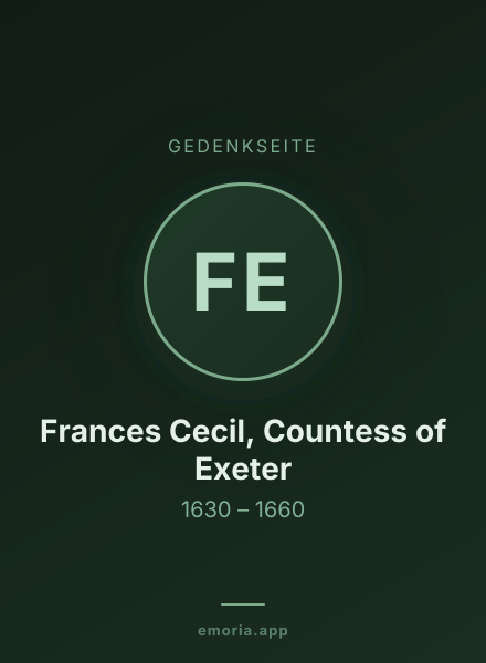 Gedenkportrait von Frances Cecil, Countess of Exeter