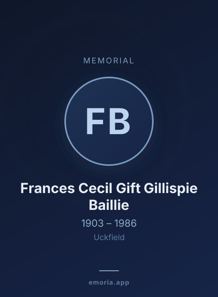 Memorial portrait of Frances Cecil Gift Gillispie Baillie