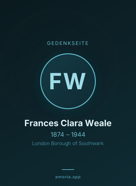 Gedenkportrait von Frances Clara Weale