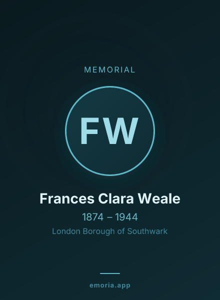 Memorial portrait of Frances Clara Weale