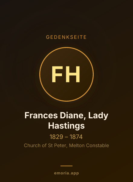 Gedenkportrait von Frances Diane, Lady Hastings