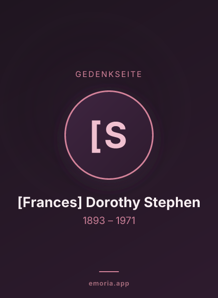 Gedenkportrait von [Frances] Dorothy Stephen