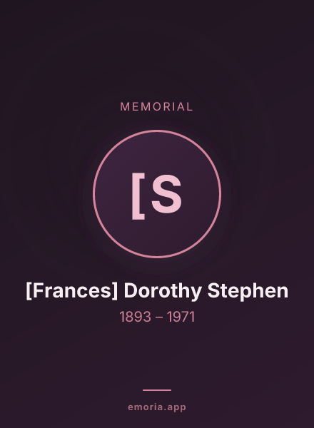 Memorial portrait of [Frances] Dorothy Stephen