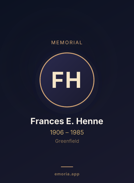 Memorial portrait of Frances E. Henne