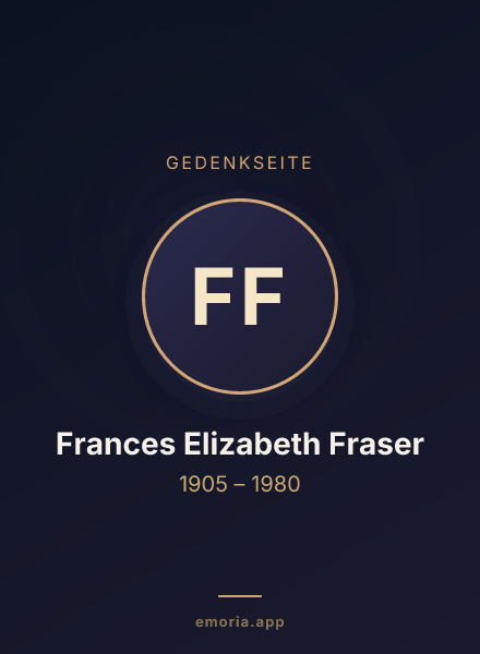 Gedenkportrait von Frances Elizabeth Fraser