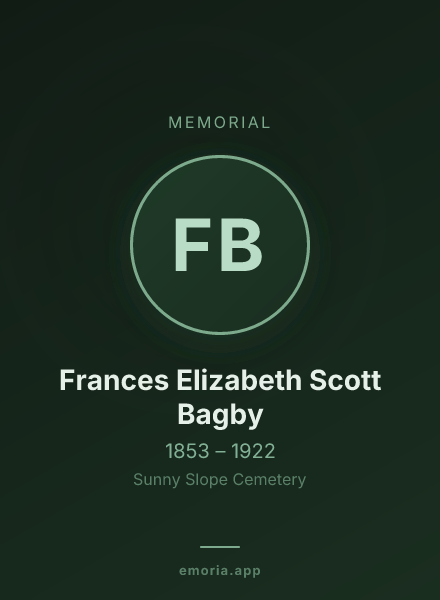 Memorial portrait of Frances Elizabeth Scott Bagby