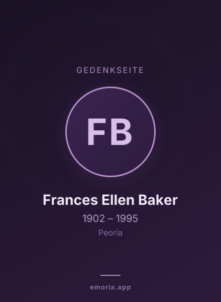 Gedenkportrait von Frances Ellen Baker