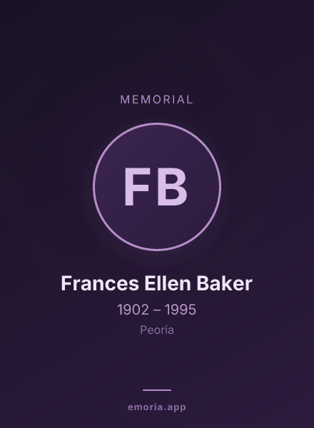 Memorial portrait of Frances Ellen Baker