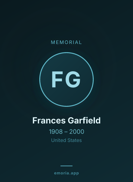Memorial portrait of Frances Garfield