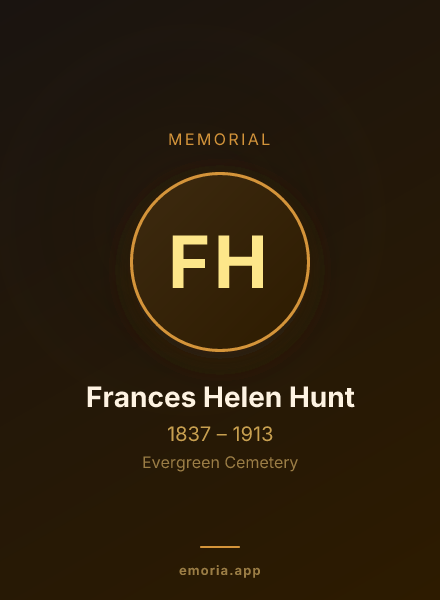 Memorial portrait of Frances Helen Hunt