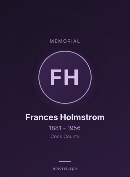 Memorial portrait of Frances Holmstrom