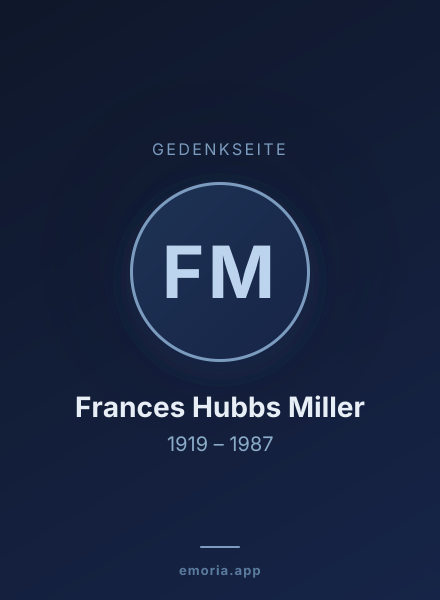 Gedenkportrait von Frances Hubbs Miller