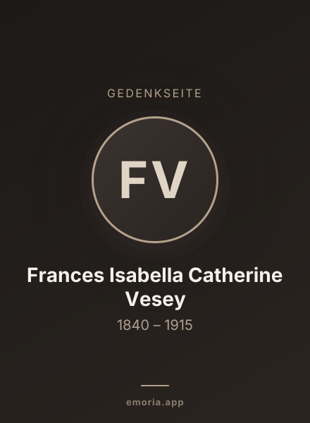 Gedenkportrait von Frances Isabella Catherine Vesey