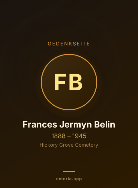 Gedenkportrait von Frances Jermyn Belin