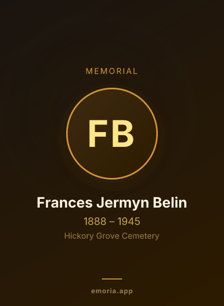 Memorial portrait of Frances Jermyn Belin