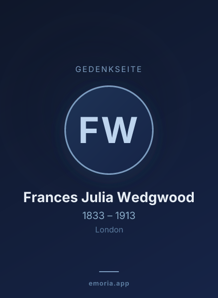 Gedenkportrait von Frances Julia Wedgwood