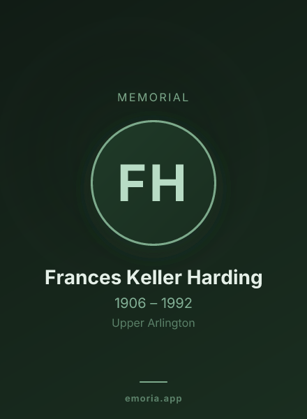Memorial portrait of Frances Keller Harding