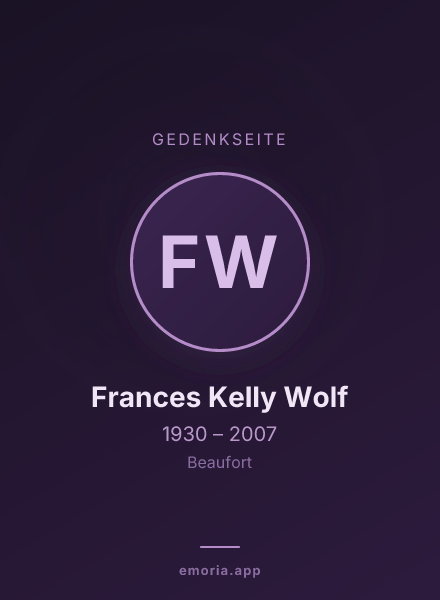 Gedenkportrait von Frances Kelly Wolf