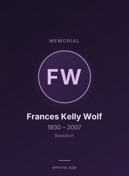 Memorial portrait of Frances Kelly Wolf
