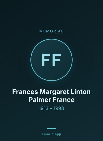 Memorial portrait of Frances Margaret Linton Palmer France