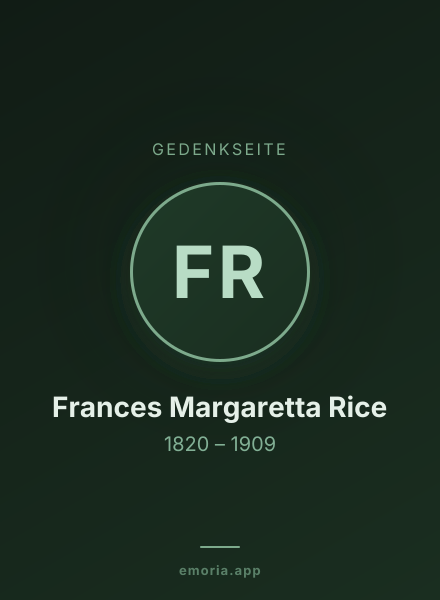 Gedenkportrait von Frances Margaretta Rice
