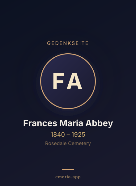 Gedenkportrait von Frances Maria Abbey